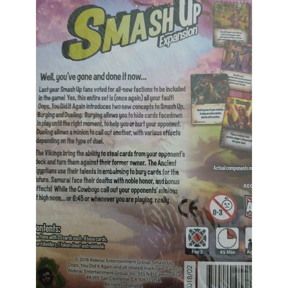Smash Up Expansion Oops You Did It Again Brand New In Sealed Box 2018